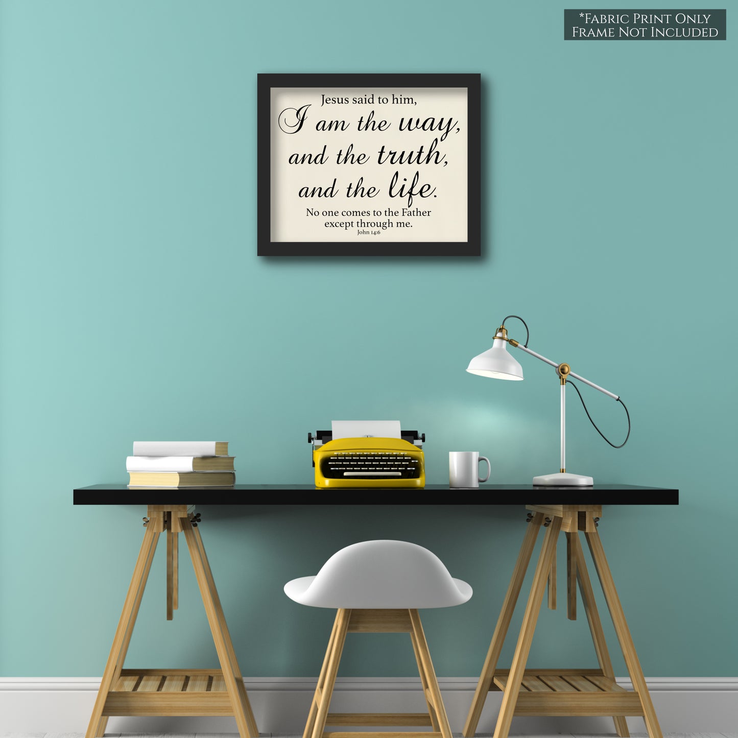 Jesus said to him, I am the way and the truth and the life. No one comes to the Father except through me. - John 14 6 - Fabric Panel Print, Quilt Block - Wall Art