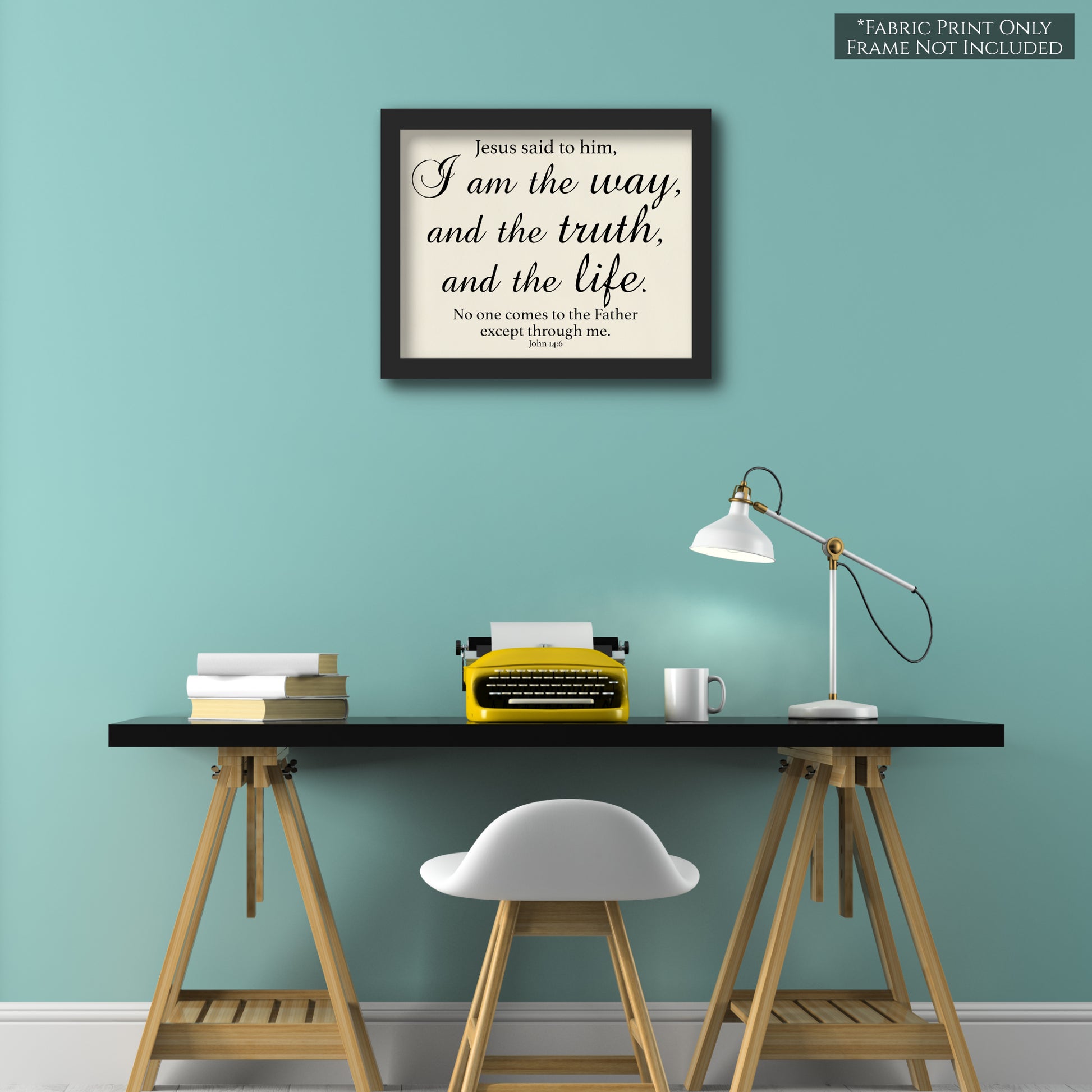 Jesus said to him, I am the way and the truth and the life. No one comes to the Father except through me. - John 14 6 - Fabric Panel Print, Quilt Block - Wall Art