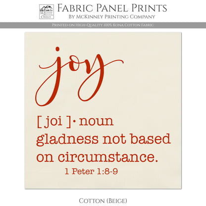 Joy Fabric - Gladness not based on circumstance - 1 Peter 1 8-9 - Cotton