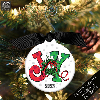 Joy Christmas Ornament - Custom, Personalized, Tree Décor, Xmas, 2023