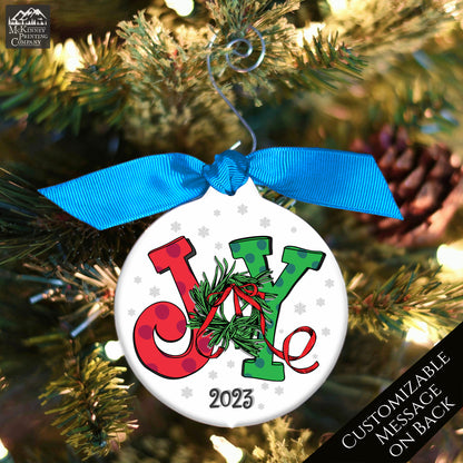Joy Christmas Ornament - Custom, Personalized, Tree Décor, Xmas, 2023