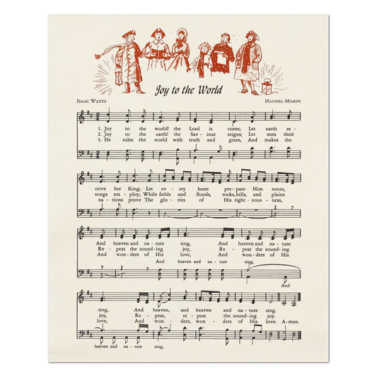 Joy to the World - Christmas Fabric Panel, Christian, Religious, Hymn Wall Art, Vintage Sheet Music, Quilting, Quilt, Cotton, Sewing, Cotton