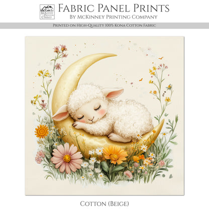 Sheep Fabric - Baby Fabric Panels, Animal, Lamb, Canvas, Shower Gift, Nursery Décor, Quilt Block, Wall Art, Cotton, Quilting