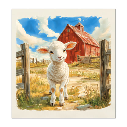 Farm Animal Fabric - Sheep Fabric, Lamb, Baby Fabric Panels, Cotton, Nursery Décor, Infant, Quilt Block, Wall Art, Quilting, Sewing