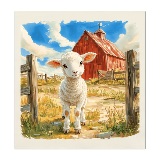 Farm Animal Fabric - Sheep Fabric, Lamb, Baby Fabric Panels, Cotton, Nursery Décor, Infant, Quilt Block, Wall Art, Quilting, Sewing