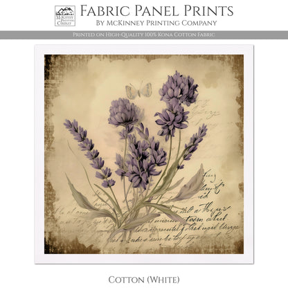 Lavender Fabric, Plant, French Country, Farmhouse - Kona Cotton Fabric, White
