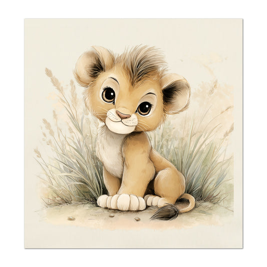 Lion Fabric - Baby Fabric Panels, Canvas, Jungle, Animal, Nursery Décor, Quilt Block, Wall Art, Cotton, Quilting
