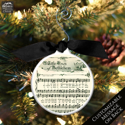 O Little Town of Bethlehem - Ornament, Christmas Sheet Music, Vintage