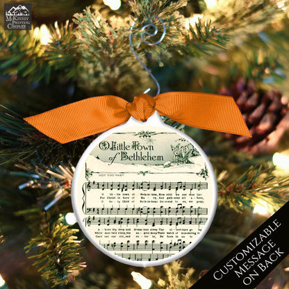 O Little Town of Bethlehem - Ornament, Christmas Sheet Music, Vintage