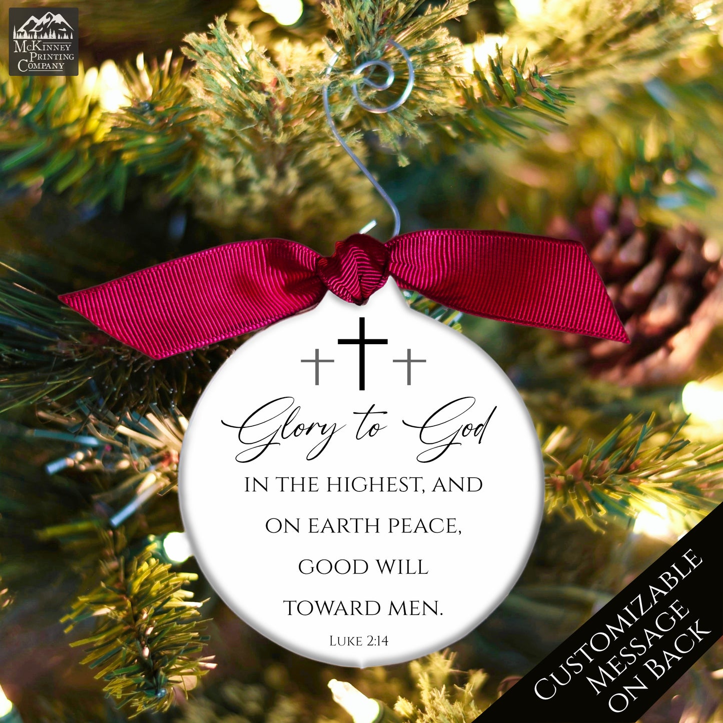 Bible Verse Ornament - Luke 2:14, Scripture, Christmas, Glory to God