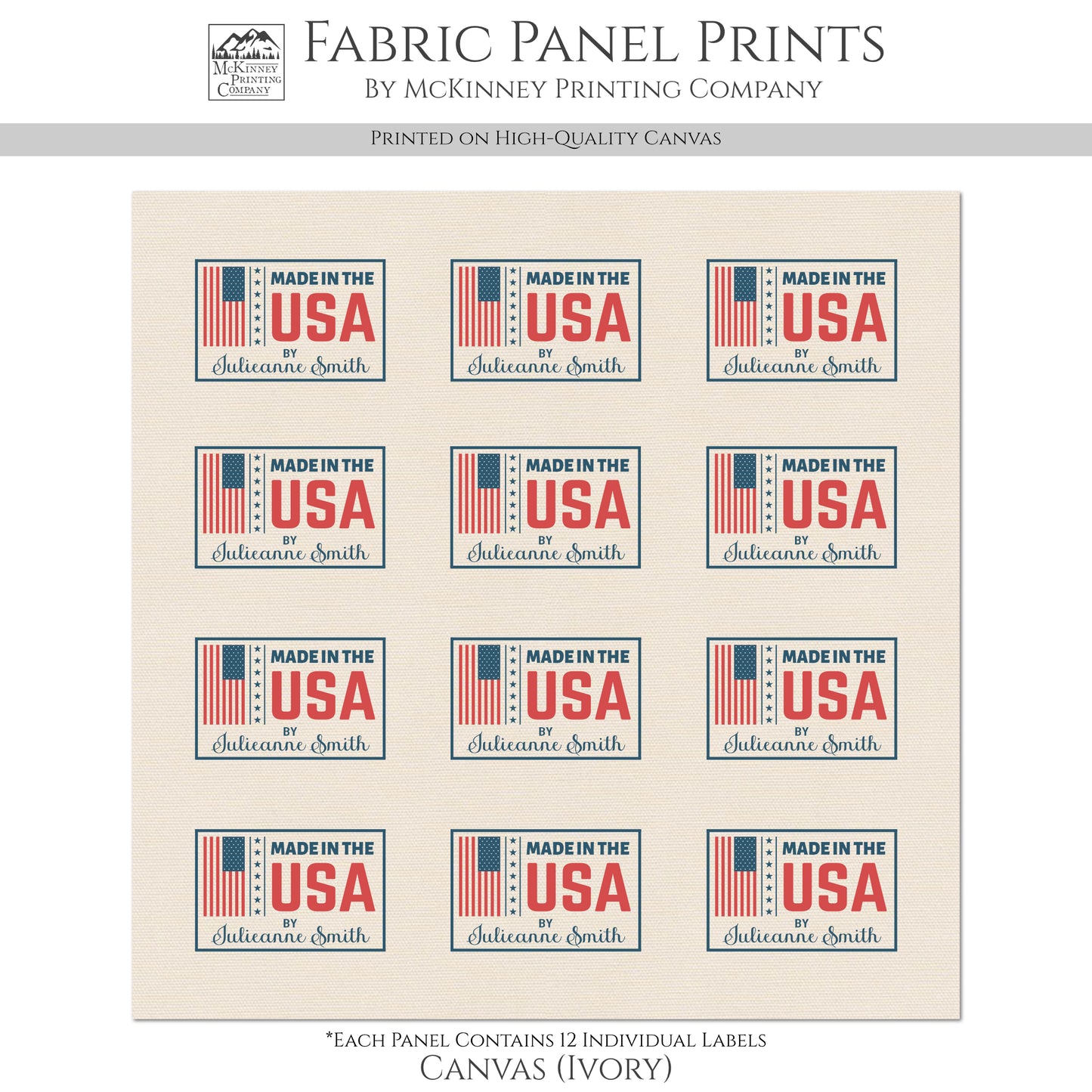 Quilt Labels - Made in the USA, Quilts of Valor, Patriotic, Veteran, Military, American Flag, Sewing, Handmade, Personalized, Custom, Quilting, Tag
