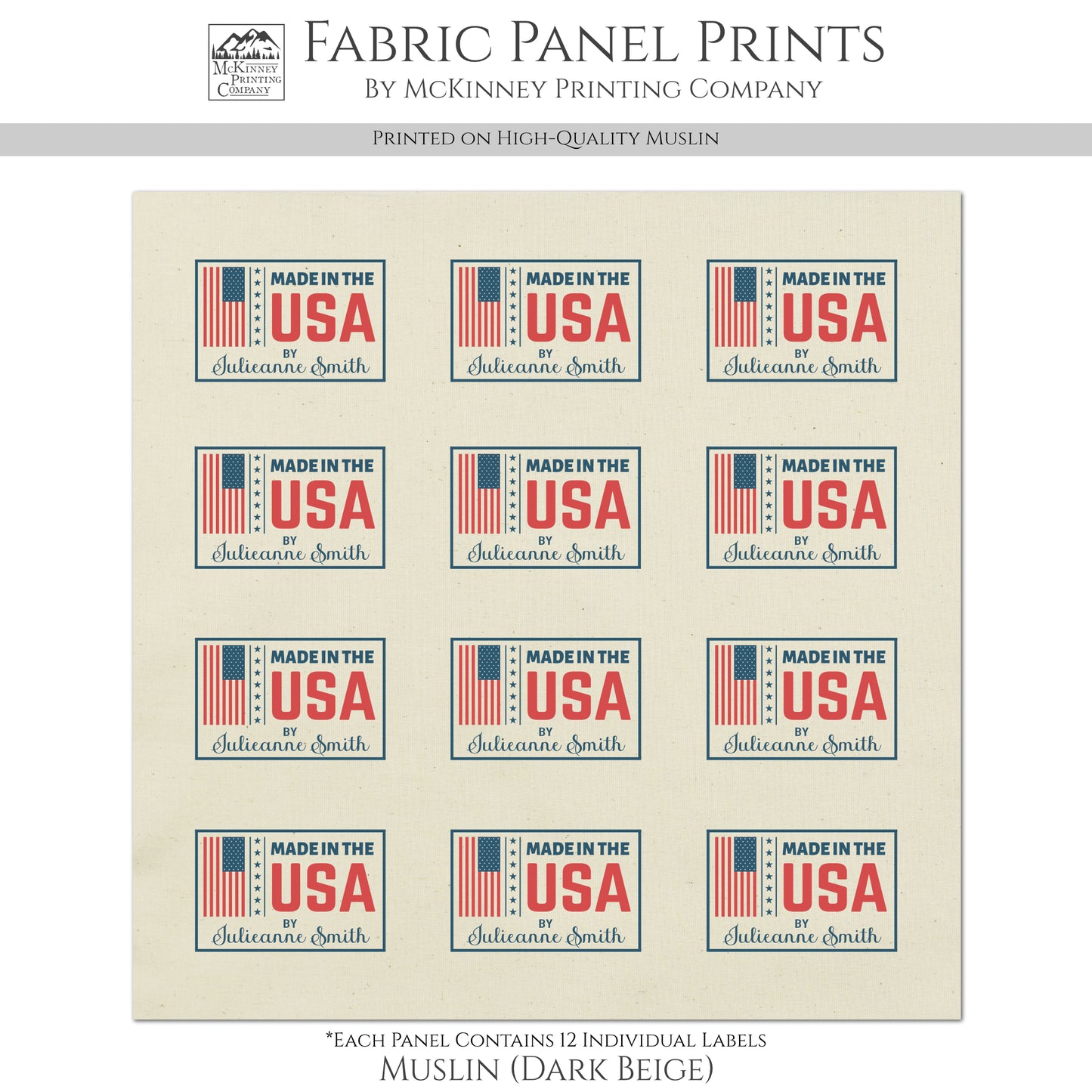 Quilt Labels - Made in the USA, Quilts of Valor, Patriotic, Veteran, Military, American Flag, Sewing, Handmade, Personalized, Custom, Quilting, Tag