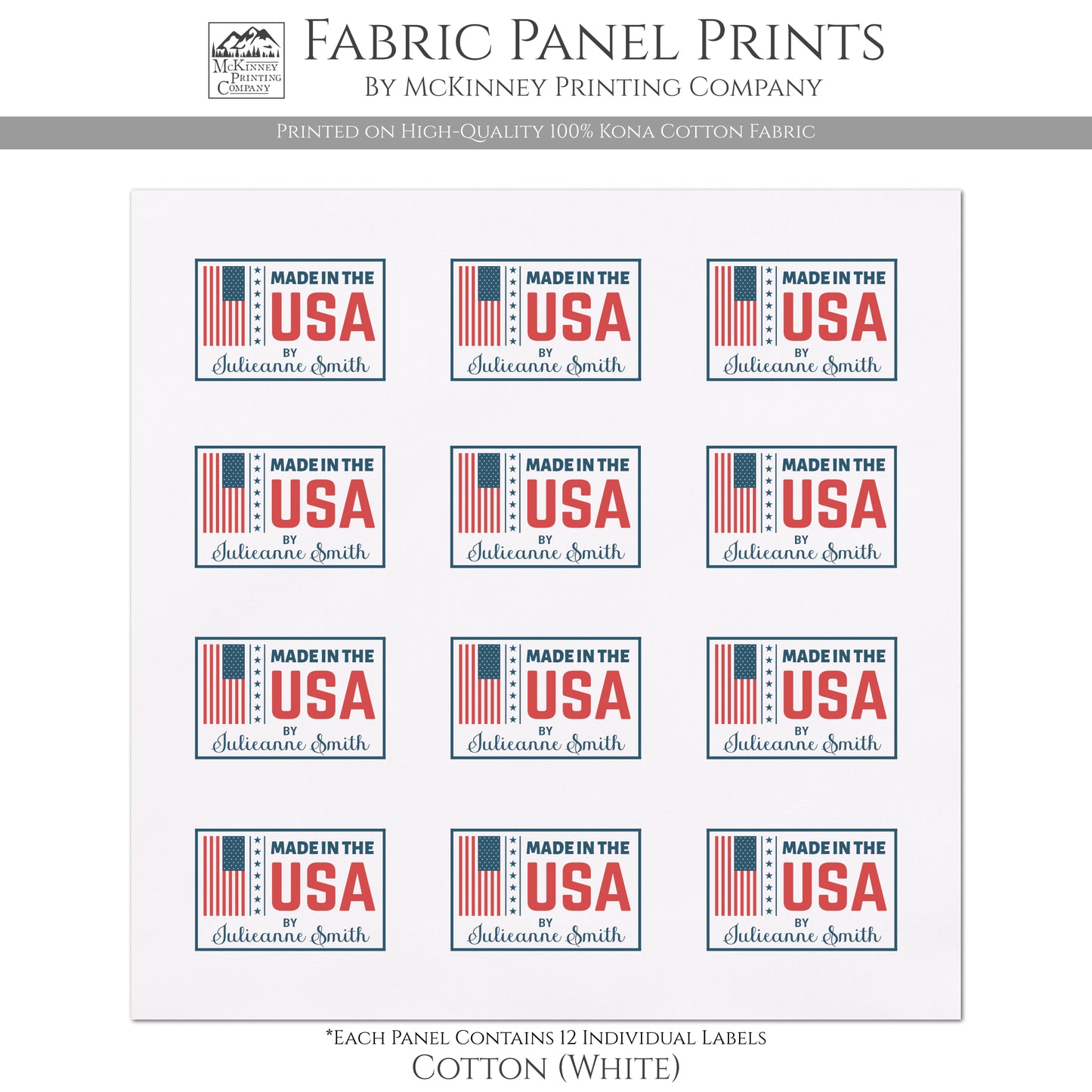 Quilt Labels - Made in the USA, Quilts of Valor, Patriotic, Veteran, Military, American Flag, Sewing, Handmade, Personalized, Custom, Quilting, Tag