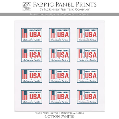 Quilt Labels - Made in the USA, Quilts of Valor, Patriotic, Veteran, Military, American Flag, Sewing, Handmade, Personalized, Custom, Quilting, Tag