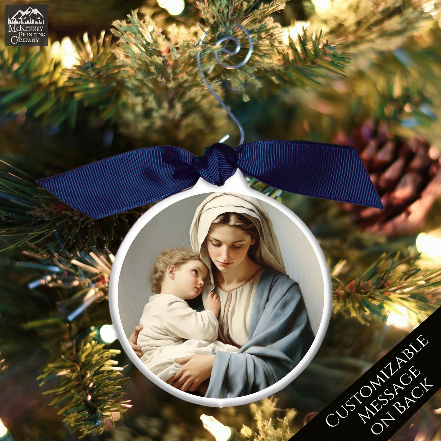Nativity Ornament - Christmas, Manger, Baby Jesus, Mary, Painting, Art