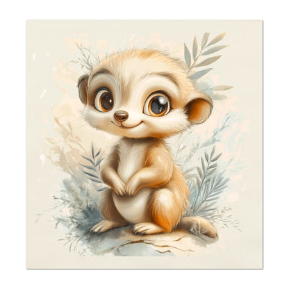 Meerkat - Baby Fabric Panels, Canvas, Jungle, Animal, Nursery Décor, Quilt Block, Wall Art, Cotton, Quilting