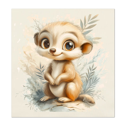 Meerkat - Baby Fabric Panels, Canvas, Jungle, Animal, Nursery Décor, Quilt Block, Wall Art, Cotton, Quilting