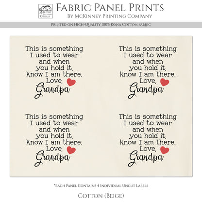Memory Pillow - Fabric Panel, Patch, TShirt, Quilt, Custom, Clothing, Label, Tag, Personalized, Memorial