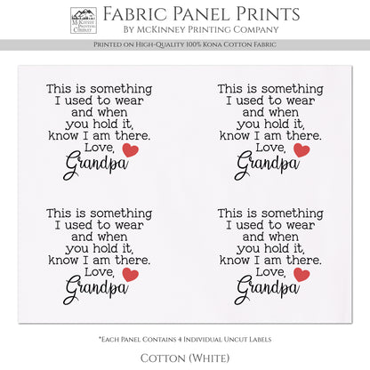 Memory Pillow - Fabric Panel, Patch, TShirt, Quilt, Custom, Clothing, Label, Tag, Personalized, Memorial