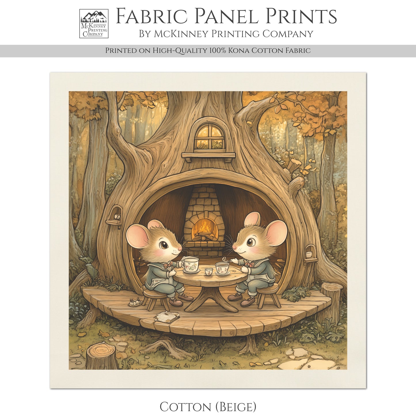 Beatrix Potter Fabric - Mouse, Baby Fabric Panels, Infant, Woodland Animal, Child, Nursery Décor, Quilt Block, Wall Art, Cotton, Quilting