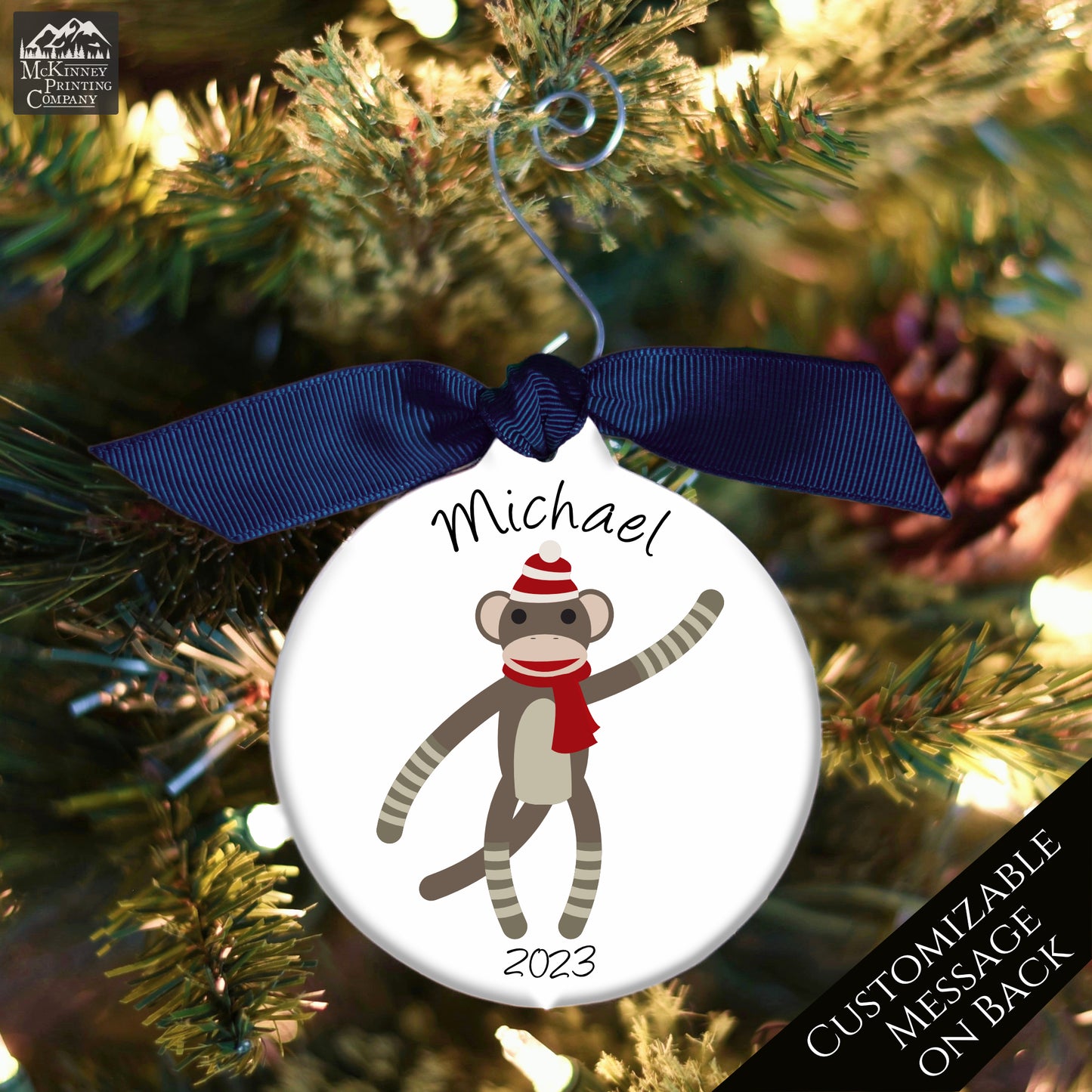 Monkey Ornament - First Christmas Boy, Personalized, Custom Gift, Baby