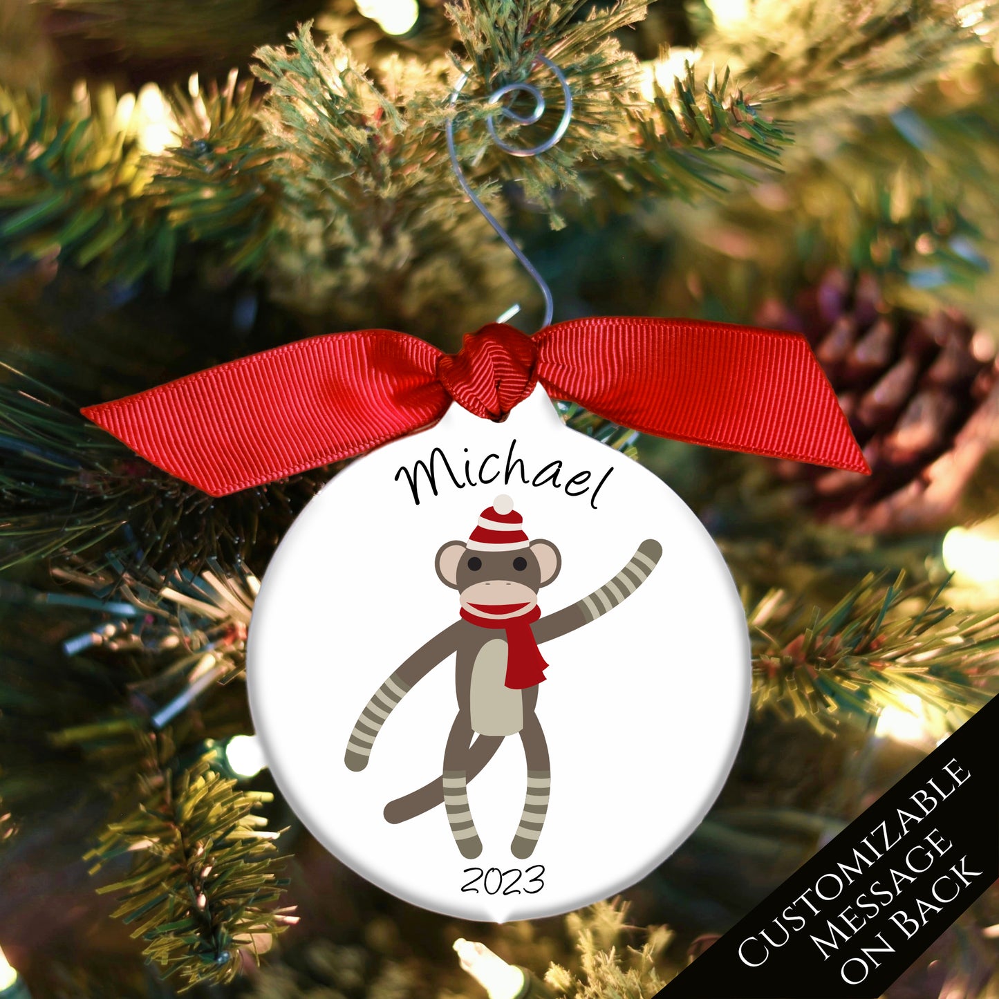 Monkey Ornament - First Christmas Boy, Personalized, Custom Gift, Baby