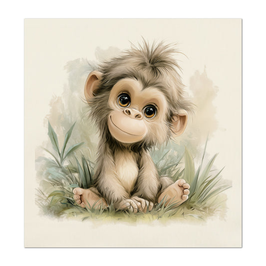 Gorilla - Baby Fabric Panels, Monkey, Jungle, Animal, Nursery Décor, Quilt Block, Wall Art, Cotton, Quilting