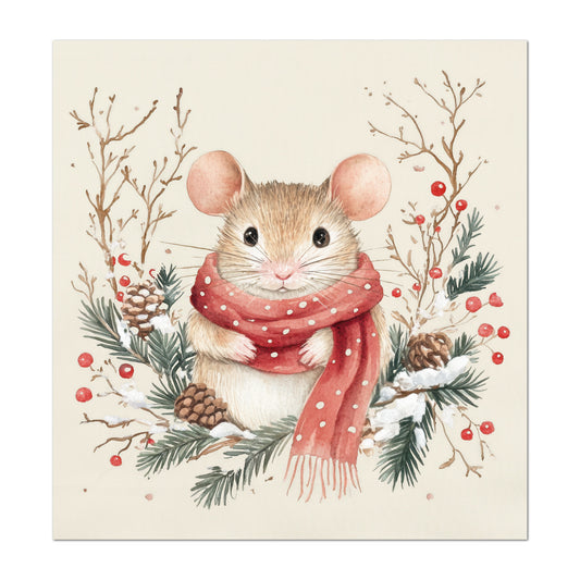 Christmas Mouse - Christmas Fabric Panels, Cotton, Baby Fabric Panels, Animal, Decor, Wall Art, Large Print, Block Print, Cotton, Quilting, Quilt