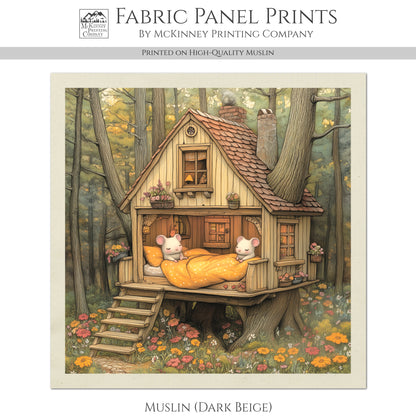 Beatrix Potter Fabric - Baby Fabric Panels, Mice, Infant, Woodland Animal, Child, Nursery Décor, Quilt Block, Wall Art, Cotton, Quilting