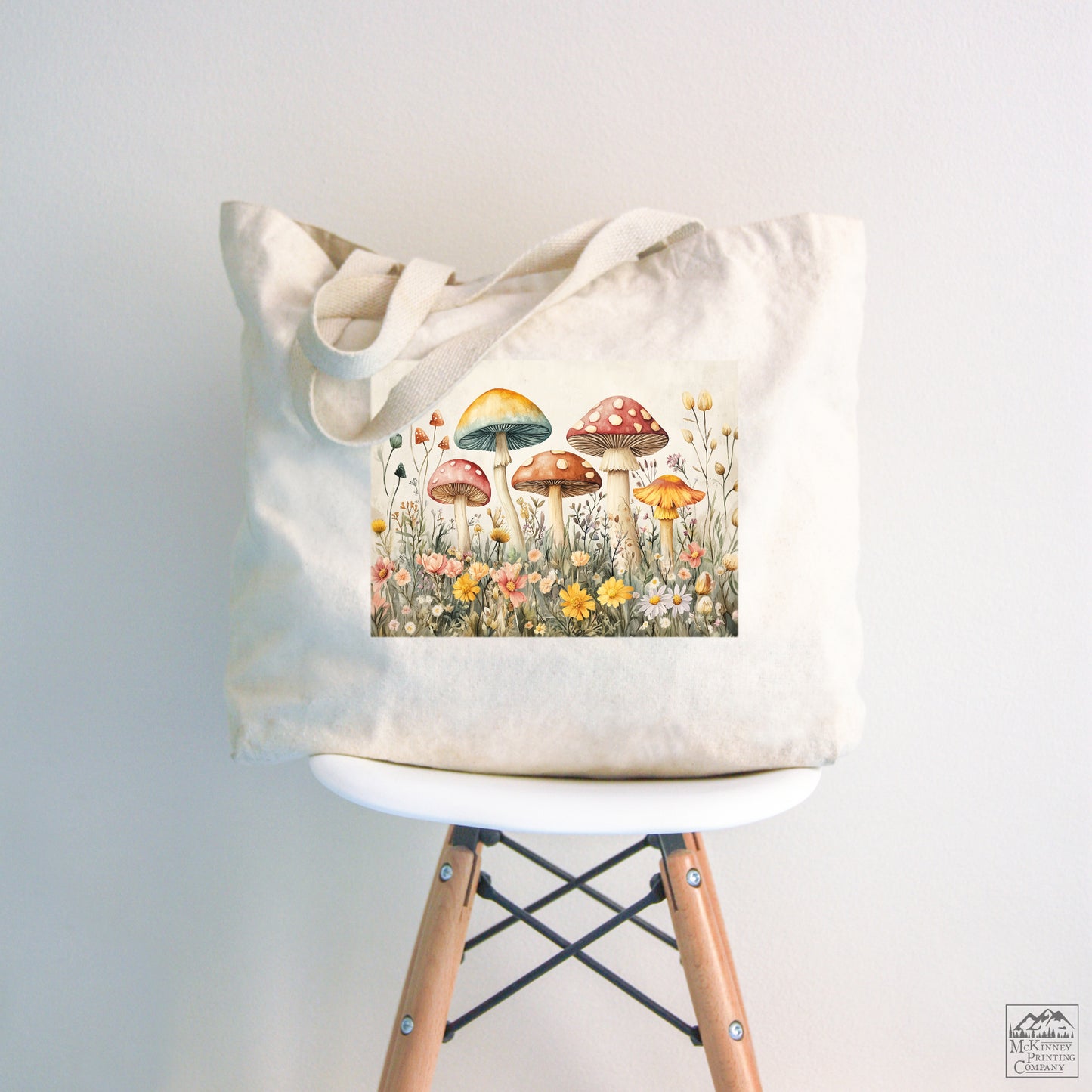 Mushroom Tote - Cottagecore , Aesthetic Tote Bag, Mushroom Bag, Large Canvas Tote Bag, Canvas Tote Bag with Zipper, Gift, Cute, Fabric Shoulder Bag