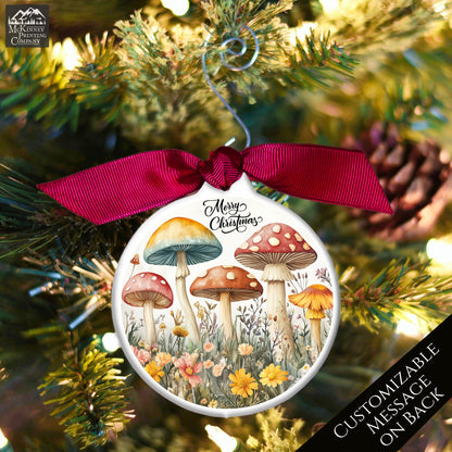 Mushroom Ornament - Custom Christmas Gift, Floral, Flowers, Woodland, Fantasy, Personalized