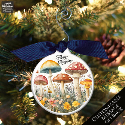 Mushroom Ornament - Custom Christmas Gift, Floral, Flowers, Woodland, Fantasy, Personalized
