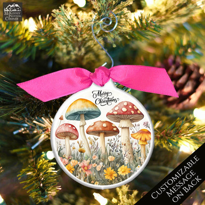 Mushroom Ornament - Custom Christmas Gift, Floral, Flowers, Woodland, Fantasy, Personalized