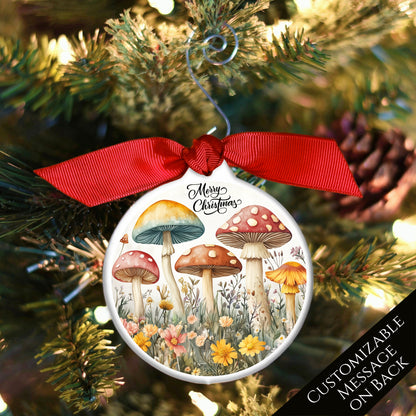 Mushroom Ornament - Custom Christmas Gift, Floral, Flowers, Woodland, Fantasy, Personalized