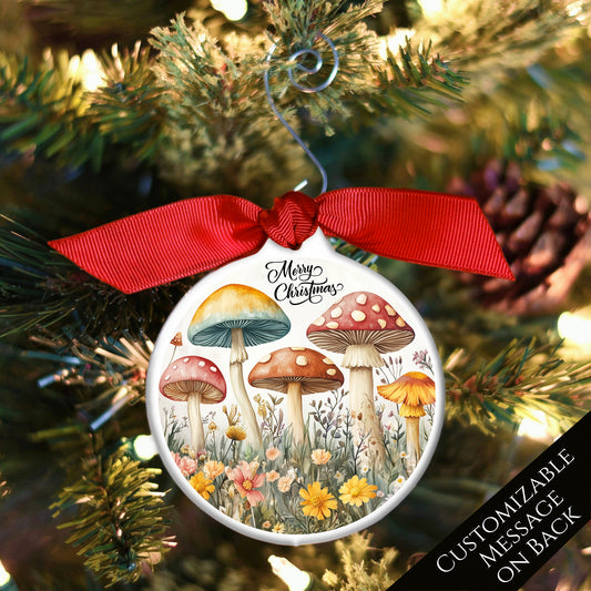 Mushroom Ornament - Custom Christmas Gift, Floral, Flowers, Woodland, Fantasy, Personalized