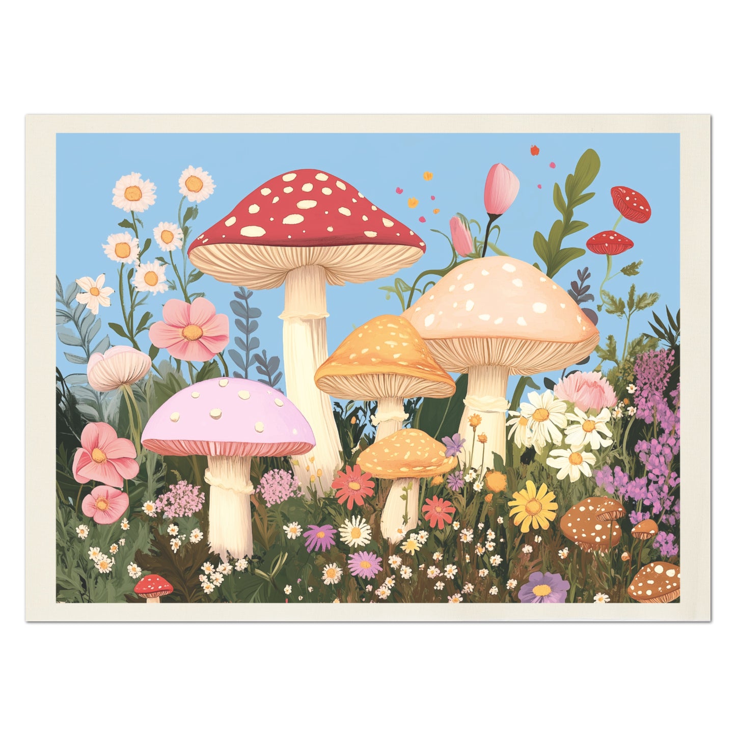 Mushroom Fabric - Floral, Spring, Craft, Tapestry, Large Print Fabric, Shirt, Block Print Fabric, Cotton, Quilting, Wall Art, Forest, Canvas