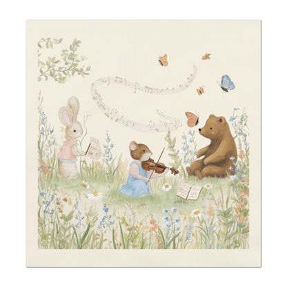 Music Fabric - Beatrix Potter, Bear, Mouse, Rabbit, Baby Fabric Panels, Nursery, Block Print, Cotton, Quilting, Quilt