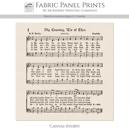 My Country Tis of Thee - Patriotic Fabric, Americana Fabric, Quilts of Valor, Vintage Sheet Music, Block Print, Veteran, Quilting