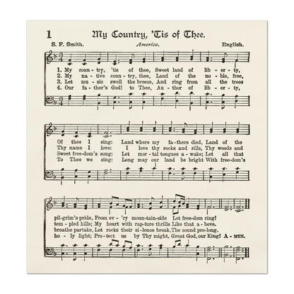 My Country Tis of Thee - Patriotic Fabric, Americana Fabric, Quilts of Valor, Vintage Sheet Music, Block Print, Veteran, Quilting