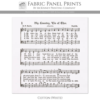 My Country Tis of Thee - Patriotic Fabric, Americana Fabric, Quilts of Valor, Vintage Sheet Music, Block Print, Veteran, Quilting