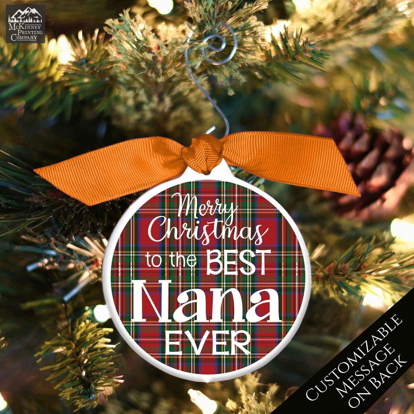 Nana Ornament - Christmas Tree Decor, Grandma Gift, Bauble - Custom Message