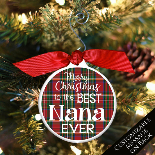 Nana Ornament - Christmas Tree Decor, Grandma Gift, Bauble - Custom Message