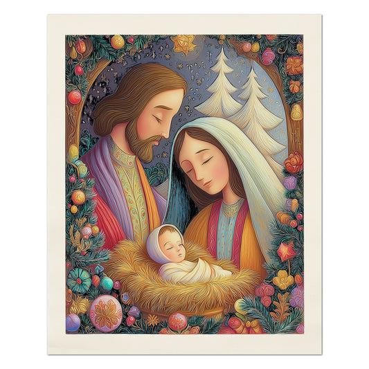 Nativity Fabric - Manger, Baby Jesus, Christmas Fabric Panels, Cotton, Wall Art, Large Print, Block Print, Cotton, Quilting, Quilt, Sewing
