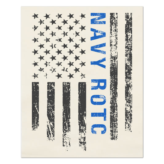 Navy ROTC - Patriotic Fabric, JROTC, NROTC, Military, High School, Junior, Flag, United States, Block Print Fabric, Quilting, Seamen, Sailor