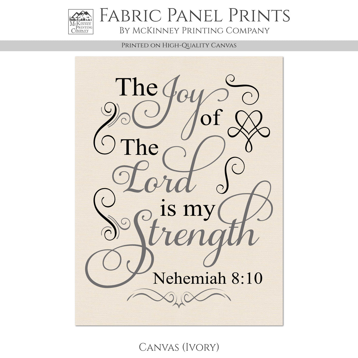 Nehemiah 8 10 - Christian Fabric, Joy of the Lord, Wall Art, Print, Block, Cotton, Quilting, Quilt, Sewing