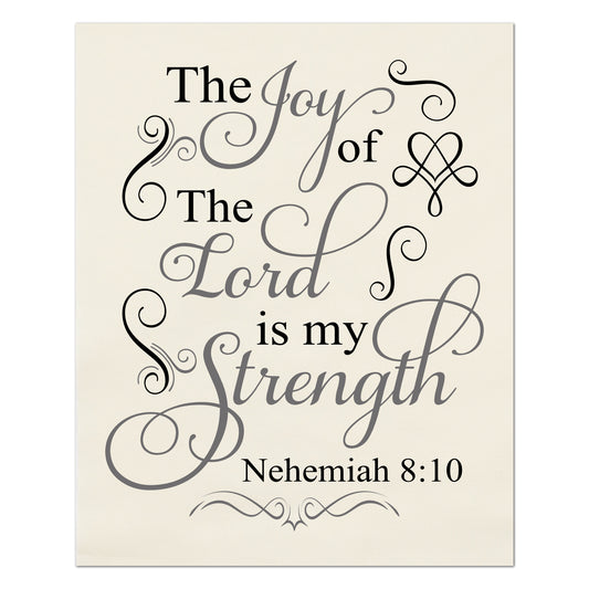 Nehemiah 8 10 - Christian Fabric, Joy of the Lord, Wall Art, Print, Block, Cotton, Quilting, Quilt, Sewing