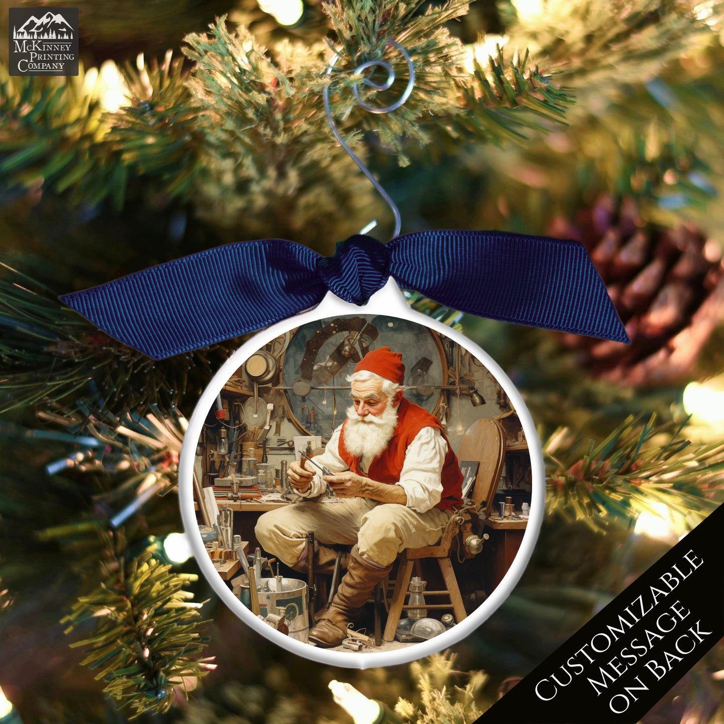 Santa Workshop - Norman Rockwell, Style, Victorian Christmas Ornaments