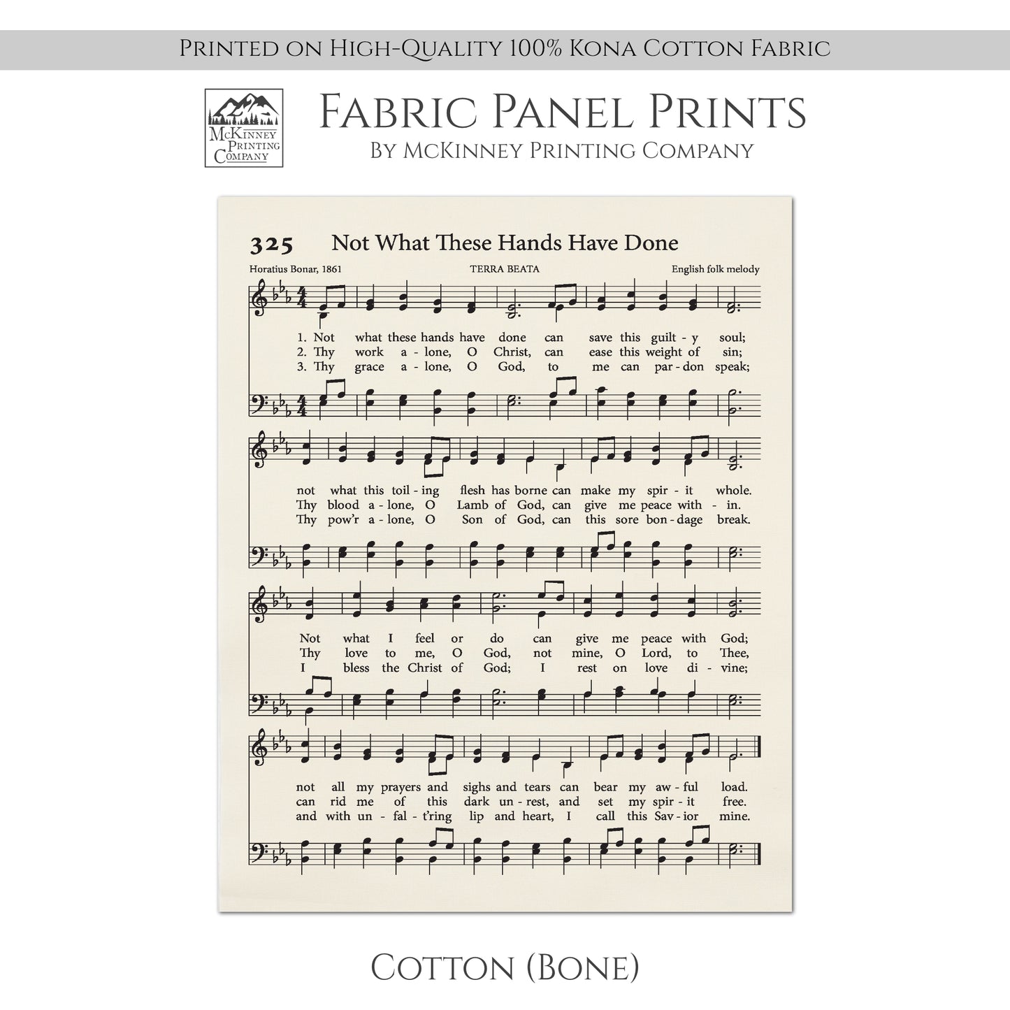 Not What These Hands Have Done - Christian Fabric, Hymn Wall Art, Religious, Vintage Sheet Music, Quilting, Quilt, Sewing, Cotton