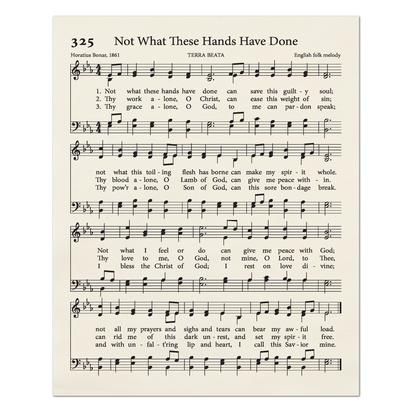 Not What These Hands Have Done - Christian Fabric, Hymn Wall Art, Religious, Vintage Sheet Music, Quilting, Quilt, Sewing, Cotton