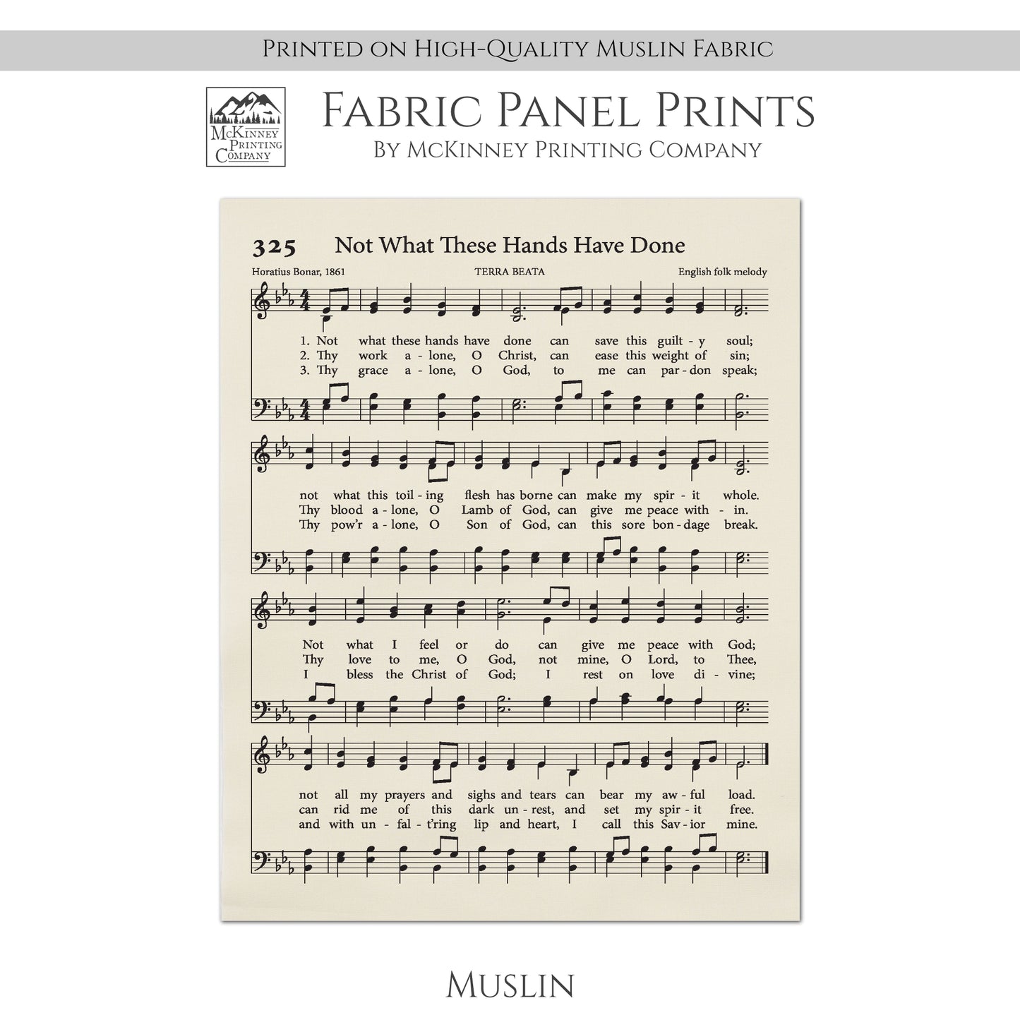 Not What These Hands Have Done - Christian Fabric, Hymn Wall Art, Religious, Vintage Sheet Music, Quilting, Quilt, Sewing, Cotton